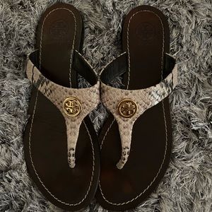 Tory Burch snakeprint leather sandals
